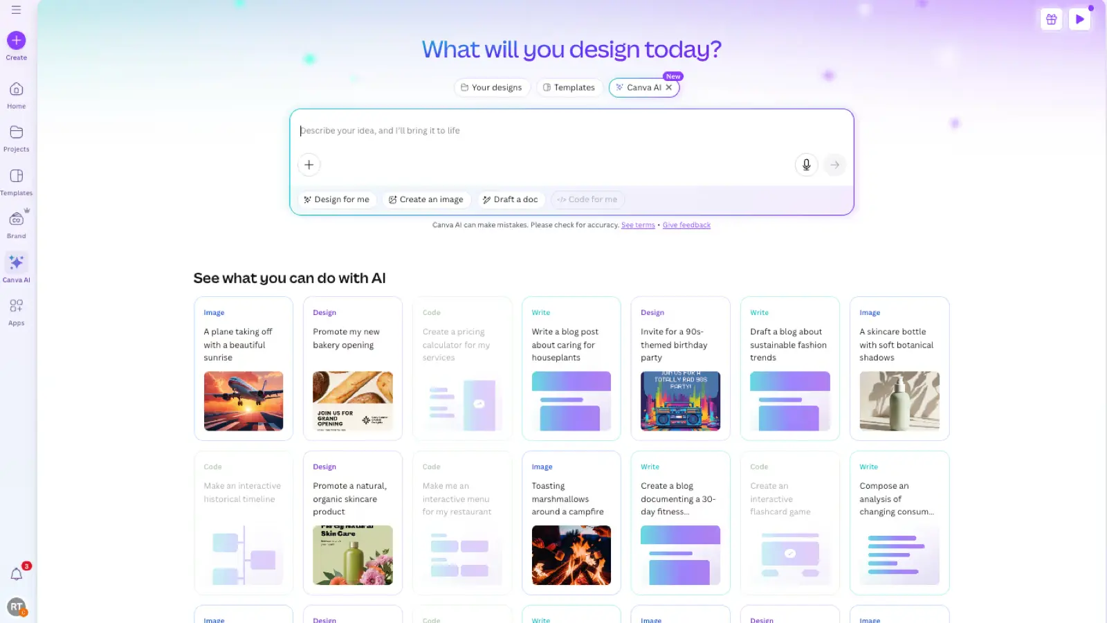 Canva AI interface