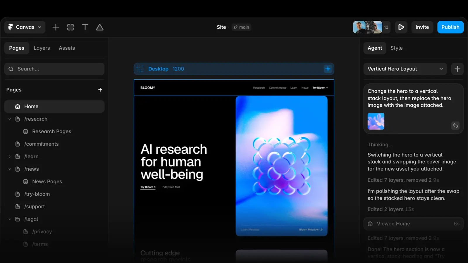 Framer AI interface