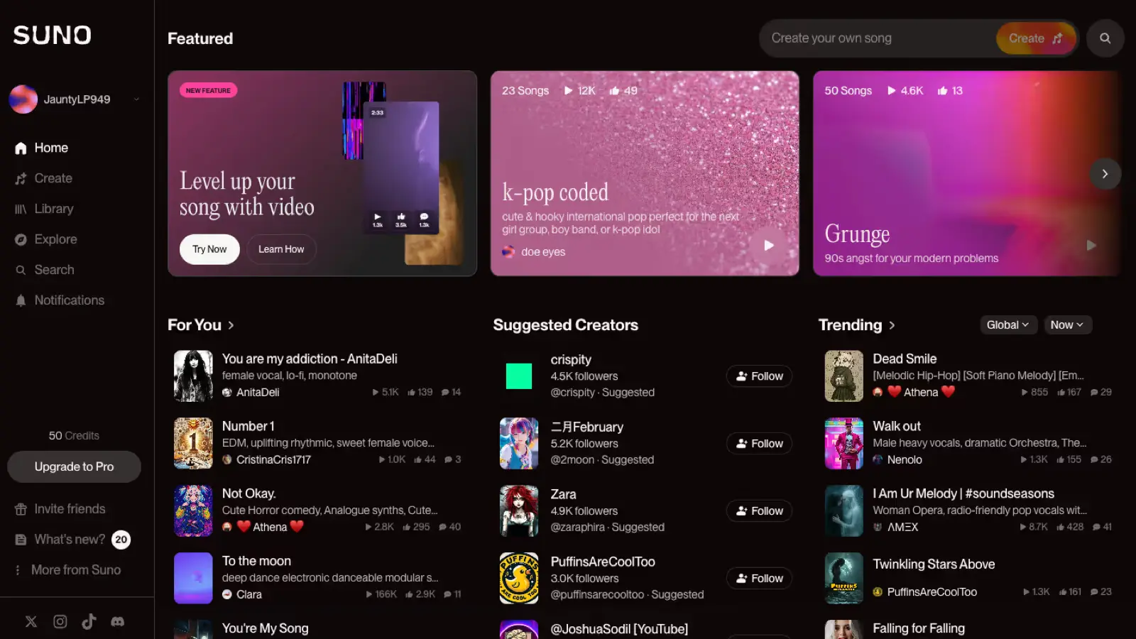Suno AI interface